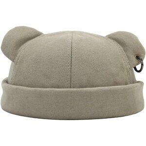 Unisex Green Bear Ear Skull Cap Brimless Cap Adjustable Docker Cap Docker Cap